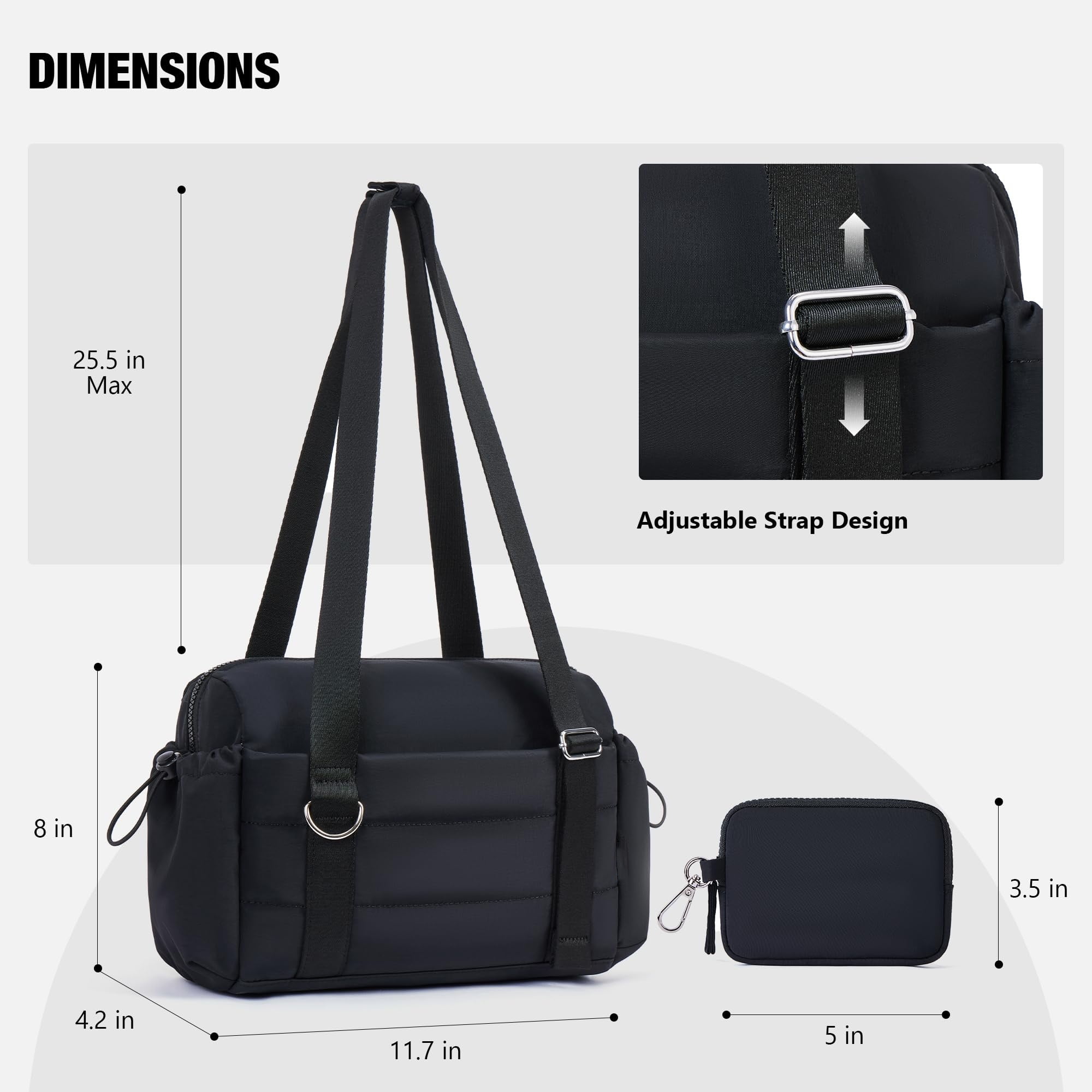 XINLANER Mini Gym Bag for Women, Small Gym Tote Bag Puffy Quilted Sports Duffel Bag with Wet Compartment and Coin Purse Duffel Bags Dance Yoga Workout Bag