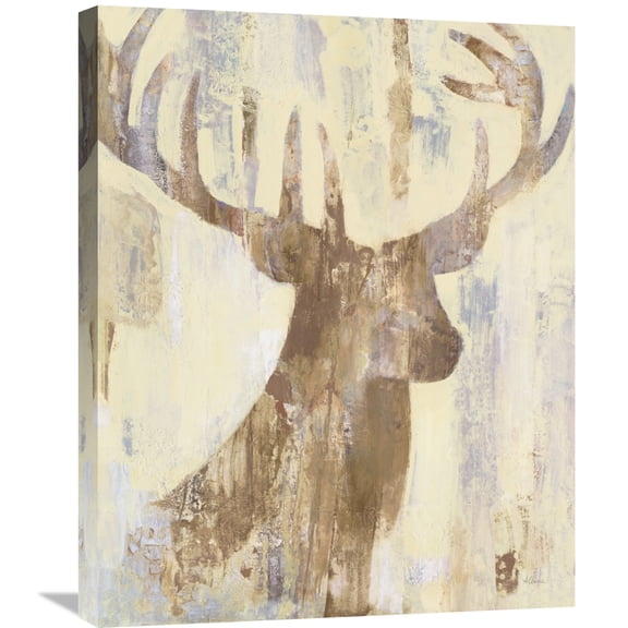 Global Gallery Albena Hristova 'Golden Antlers I Neutral Grey' Canvas Wall Art