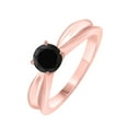 thumbnail image 3 of Mauli Jewels Rings for Women 0.50 Carat Black Diamond Solitaire Ring 4-Prong-Setting 10K Solid Rose Gold, 3 of 7