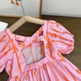 thumbnail image 6 of Mercatoo Toddler Girls Summer Dress Puff Sleeve Ruffle Smocked Square Neck Midi Dress Summer Girls Beach Sundress, 6 of 9