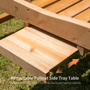 Outsunny Wooden Chaise Lounge Outdoor Patio Furniture Adjustable w/Pullout Table