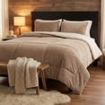 thumbnail image 5 of Lavish Home Full/Queen Comforter Set - 3-Piece Sherpa and Fleece Bedspread with Pillow Shams Bedding Comforter Set, Taupe, 5 of 7