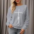 thumbnail image 4 of Women's 300g Faith Letters Round Neck Pullover Sweatshirt, 4 of 11