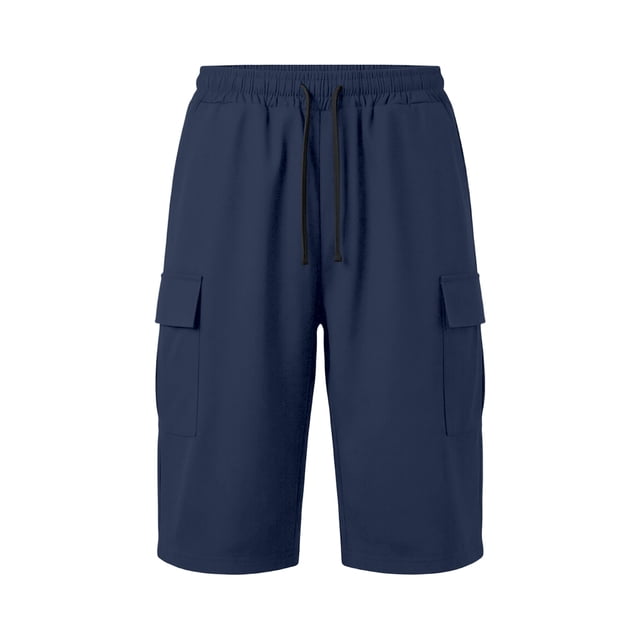 FhsagQ Male Cargo Short Pants for Men with Slanted Front Pockets and Backless Design for Utility Workwear Navy Size M