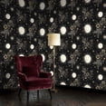 thumbnail image 2 of Peel and Stick Wallpaper Celestial Moon Floral Night Sky Stars Gold Accents Wall Mural 17.7in x 9.8ft Self Adhesive Removable Wall Paper Renter Friendly Wallpaper for Nursery Bedroom Cabinets, 2 of 8