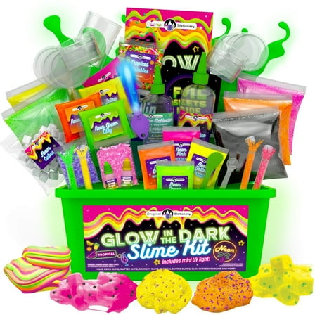 Original Stationery Tropical Glow in The Dark Slime Kit, 39 Piece Kit with Lots of Glitter Add in’s, Great Slime Kit for Girls 10-12