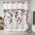 thumbnail image 6 of No Hook Shower Curtain with Built-in Rings - Watercolor Vintage Christmas Branch Washable Waterproof Fabric Bathroom Curtains for Hotel,Rentals, 66 X 72 Inch Long , Winter Holly Berry, 6 of 9