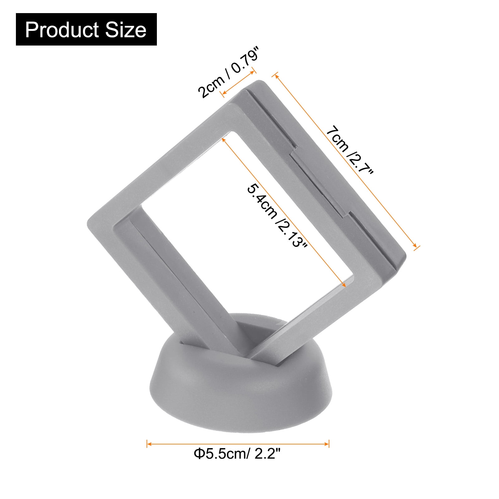 Unique Bargains 20Pcs Elegant 3D Floating Display Case 2.76" x 2.76" x 0.8" Grey
