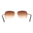 thumbnail image 4 of Womens Rimless Rhinestone Jewel Diva Metal Rim Sunglasses Gold Brown, 4 of 4