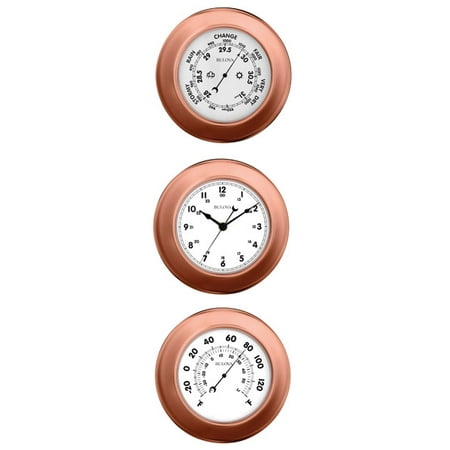 Bulova Info Station Wall Clock, Thermometer & Barometer - Copper Finish