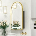 thumbnail image 2 of Hironpal Vintage-Style Illuminated Medicine Cabinet with Storage,Bathroom Storage Cabinet with 20"x 32" Metal Frame Arched Mirror,Recessed or Surface Mount, 2 of 9