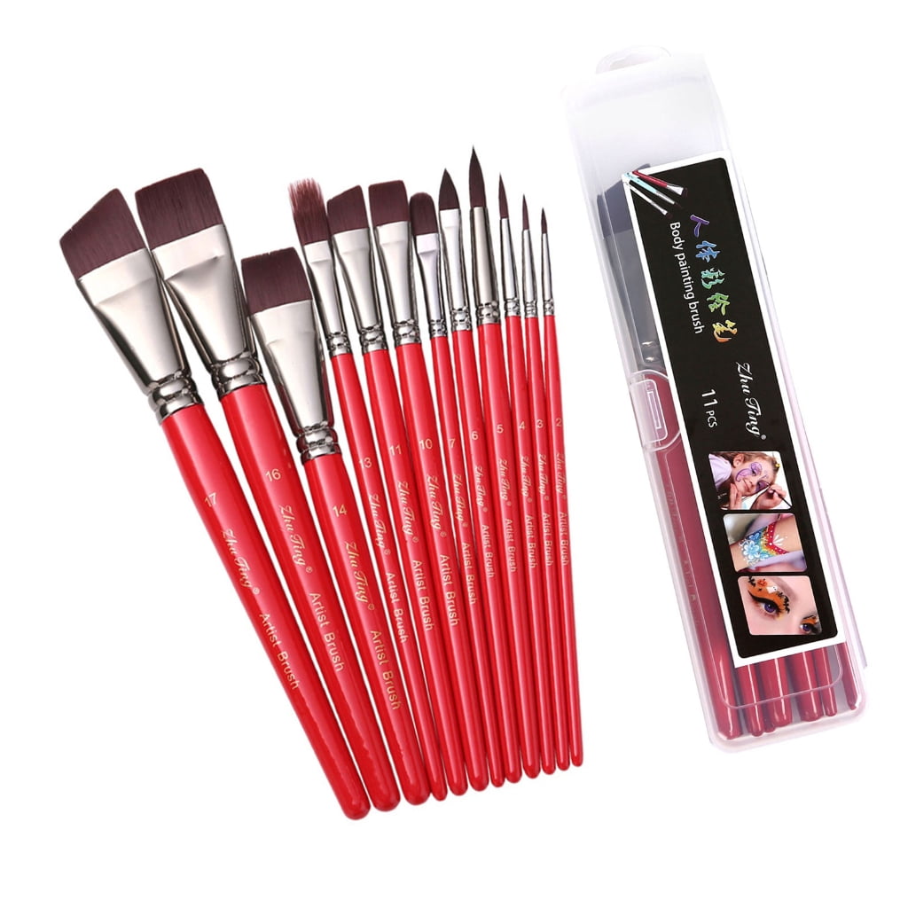 12 Pcs/Set Nylon Hair Painting Brush Face Paint Brush Human Body Paint Brush