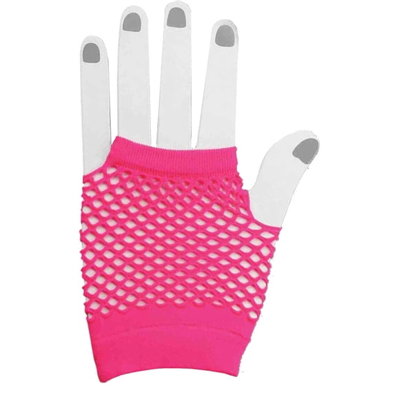 Adult's 80s Pink Fishnet Gloves Costume Accessory