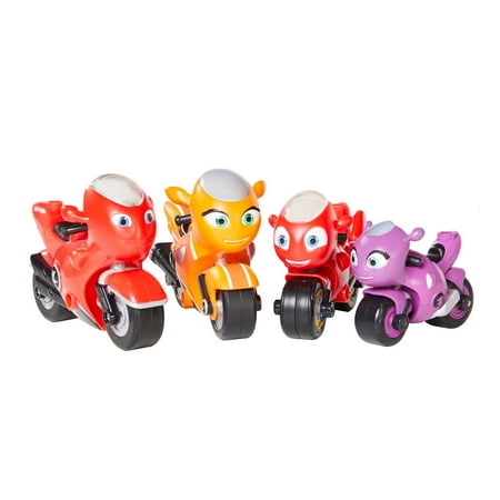 Ricky Zoom The Family Pack of Motorcycle Toy Action Figures Free Wheeling Standing Bikes, 4 Pack