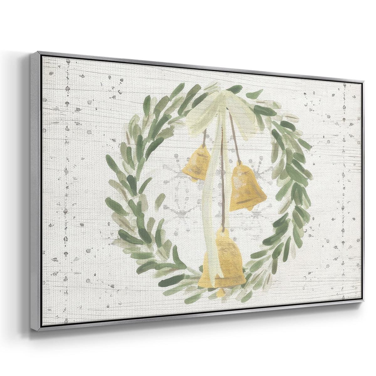 Weathered Aspen Wreath Collection A - Framed Gallery Wrapped Holiday Canvas - 25 x 37 - Silver Frame