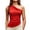 Red, variant on Noric Women's One Shoulder Sleeveless Ruched Tank Tops Slim Fit Asymmetrical Hem Casual Trendy Basic Summer Layering Tops