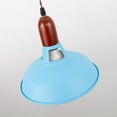 thumbnail image 6 of FSLiving Swag Pendant Light, 15ft Plug-in Dimmer Cord, Smart Plug Timer Modern Industrial Exterior Blue and Interior White Macaron Iron Shade, Wooden E26 Socket for Living Room Loft Dining, 6 of 9