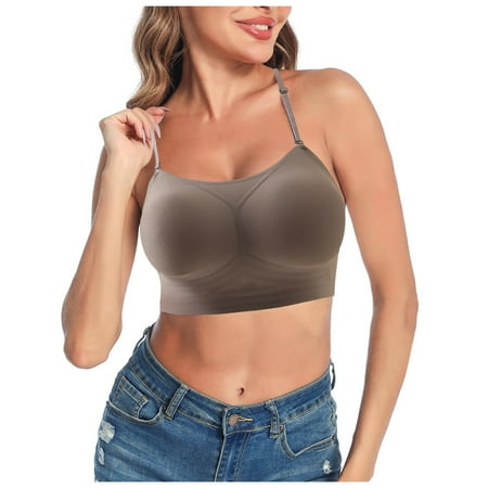 Bras for Women Wire U Shaped Backless Maternity Strapless Bra Convertible Spaghetti Strap Womens Bras Push Up Padded Seamless Sleeping Bralette ceangrtro Coffee (3Packs) Coffee (3Packs)