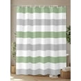 thumbnail image 4 of Fsddascl Sage Green Grey Striped Shower Curtain Set - 60" x 72" Washable Bathtub Curtain with 12 Hooks, Farmhouse Sage Green Stripes Waterproof Fabric Stall Shower Curtains for Bathroom/Bathtub, 4 of 6
