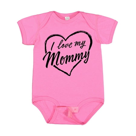 

Inktastic I Love My Mommy in Black Chalk Heart Gift Baby Boy or Baby Girl Bodysuit