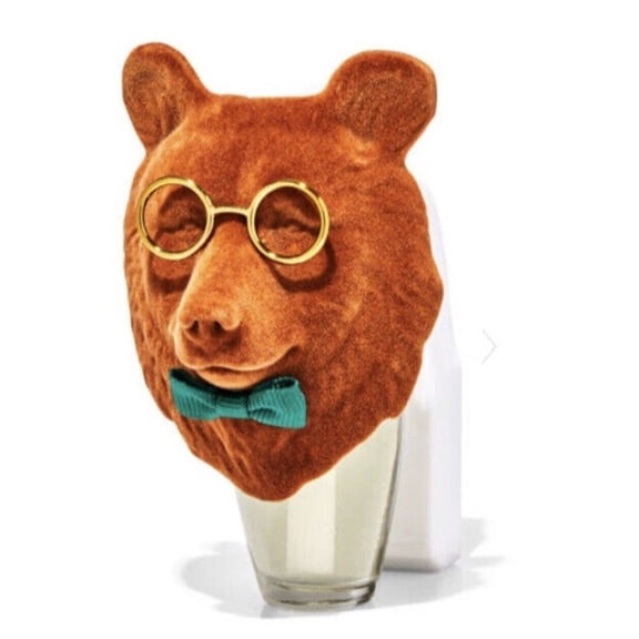 Bath & Body Works BEAR WITH BOWTIE ~ Cute! Wire-rimmed Glasses and Green Bowtie