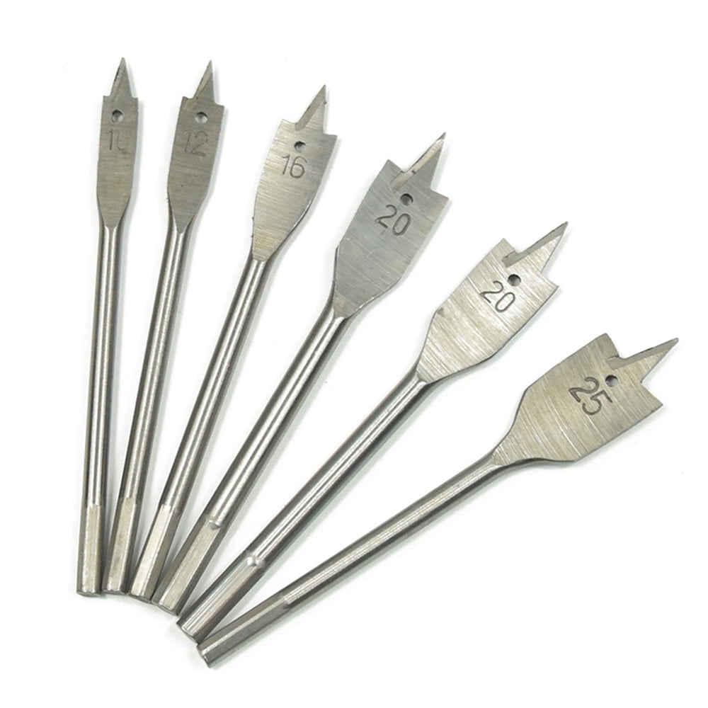 6Pcs Wood Flat Drill Sets 10mm25mm Steel Woodworking Spade Drill Bits