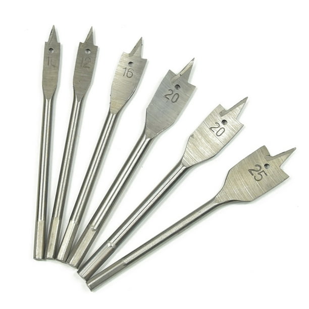 6Pcs Wood Flat Drill Sets 10mm25mm Steel Woodworking Spade Drill Bits Hex Shank Flat Drill Hole