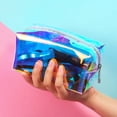 thumbnail image 5 of 1Pack Clear Iridescent Holographic Makeup Bag, Glitter Travel Cosmetic Pouches Toiletry Bag ,with Zipper Toiletry Organizer Case for Purse ,Beach ,Gift, 5 of 8