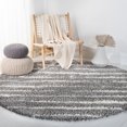 thumbnail image 3 of SAFAVIEH Venus Sophie Striped Shag Area Rug, 6'7" x 6'7" Round, Grey/Ivory, 3 of 9