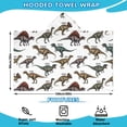 thumbnail image 2 of Cartoon Dinosaurs Names Pattern Hooded Bath Towel，60"x35" for Ages 3 To 12 Kids, Quick Dry Lightweight Soft Microfiber Hood Beach Towel Cover Up for Kids, 2 of 7