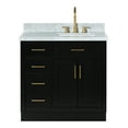thumbnail image 2 of Ariel Hepburn 37 In. Right Offset Rectangle Sink Vanity With 1.5 In. Carrara White Countertop In Black, 2 of 7