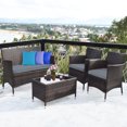 thumbnail image 3 of Patiojoy 4PCS Patio Rattan Wicker Furniture Set Sofa Chair Table Set W/ Gray Cushions, 3 of 10
