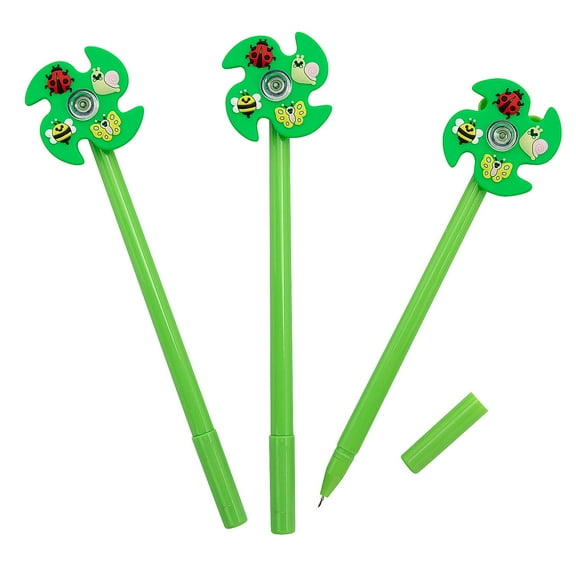 Fun Express 8" Spinning Green Pinwheel Topper Fidget Pens - 12 Pieces
