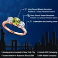 thumbnail image 2 of Gem Stone King 18K Rose Gold Plated Silver Green Peridot and White Moissanite Engagement Ring for Women | 2.00 Cttw | Round 6MM | Gemstone August Birthstone | Size 5, 2 of 7