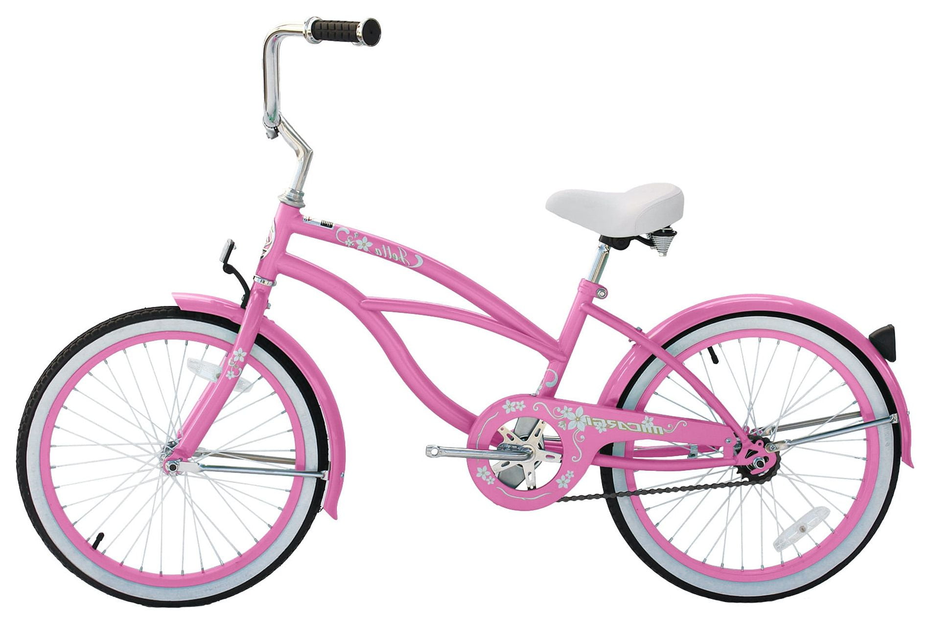 Wonder Wheels 20 Ft. Beach Cruiser Coaster Brake Single Speed Bicycle, Bike, Stainless Steel Spokes One Piece Crank Alloy Pink Rims 36 H - Pink
