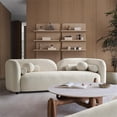 thumbnail image 2 of Bodur Japandi Style Luxury Modern Ivory Boucle Fabric Curvy Arm Couch, 2 of 7