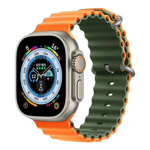 Correa para Apple Watch de Silicon, compatible con 42 mm / 44 mm / 45 mm / 49 mm. Modelo Ocean (Bicolor).
