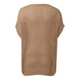thumbnail image 5 of MIXUE Boho Tops For Women Summer Knit Hollow Out Solid Color Sexy Off Shoulder Short Sleeve Beach Fashion Casual Pullover Shirts For Women Tee Shirts Daily-Wear,Brown,L, 5 of 6