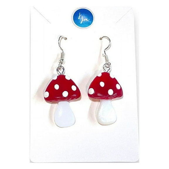 Mini Magic Mushroom Dangle Earrings, Glow In The Dark Womens Festival Rave Jewelry, Cute Fun Quirky Gift For Her, Nature Lover Accessories
