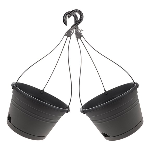 COMPUKAS Set of 2 Black Hanging for Balcony Garden, Decorative Outdoor Plant Pots for Home and Patio