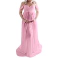 thumbnail image 1 of Jchiup Maternity V Neck Off The Shoulder Open Split Gown Maxi Photography Dress, 1 of 4