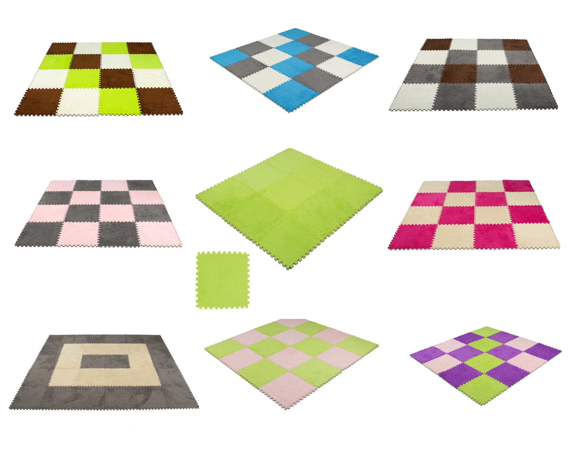 9 Pcs Interlocking Carpet Tiles Plush Foam Square Mats Set For 9 Pcs Interlocking Carpet Tiles Plush