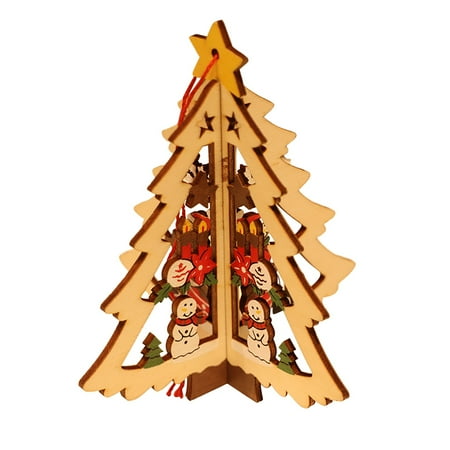 

Veki Christmas Decorations Five Pointed Star Bell Ornaments Christmas Tree Window Wood Carving Pendant Stained Glass Flower Pot