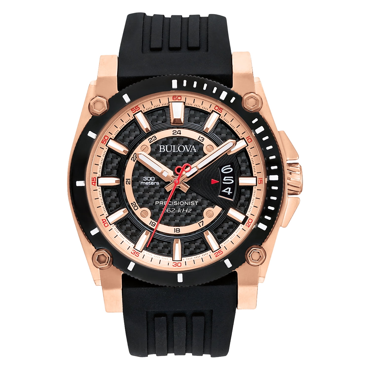 bulova precisionist men's 98b312 quartz chronograph black rubber strap watch