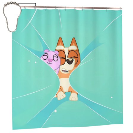 Saiise Bluey Print Shower Curtain for Bathroom,Shower Curtain Set with Hooks for Home, Bathroom Decor Waterproof Fabric,72x72