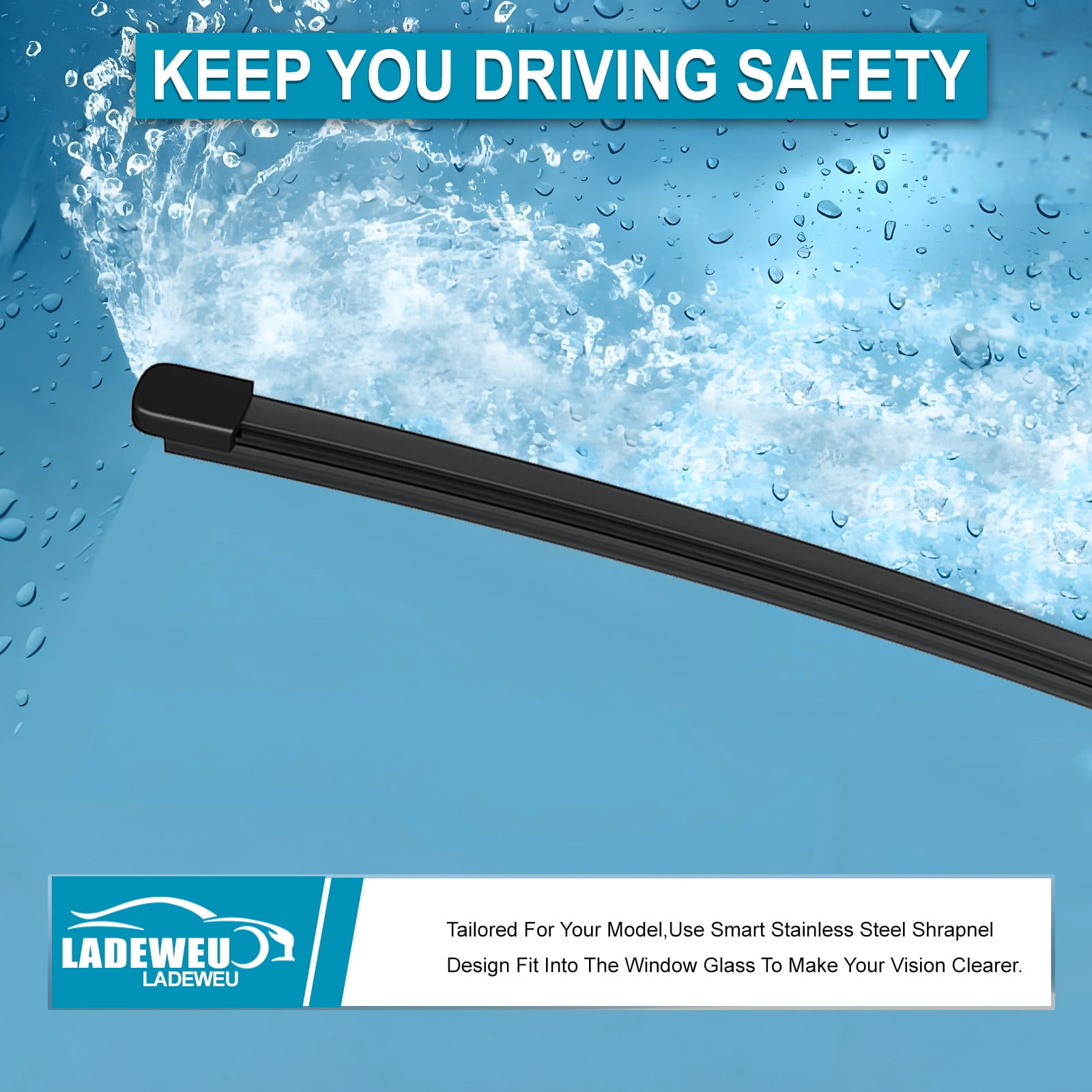 LADEWEU® 3 Wipers 26"+19"+14" Sprayer Wiper Blades Automotive Front Rear Windshield Wipers Replacement for Volvo XC60 2018 2019 2020 2021 2022,Not Heated Easy DIY Install (Set of 3)