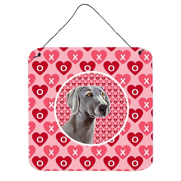 Weimaraner Hearts Love and Valentines Day Portrait Wall or Door Hanging Prints