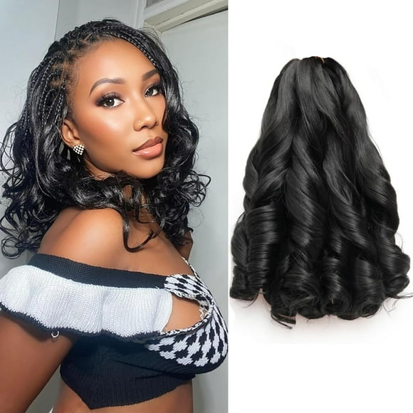 SHILIU-Short French Curl Boho Braiding Hair 10 Inch Bob French Curly Braids 5 Packs Black Curly Crochet Hair Skin-friendly Bouncy Synthetic Braiding Extensions (Black, 10inch)