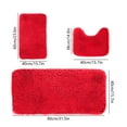 thumbnail image 3 of Kezqiaxn Clearance! Large Bathroom Rug Sets of 3, Solid Color Bath Mats Bathroom Rugs Non Slip Washable Toilet Rugs Soft Comfortable Water Absorption Thick Memory Foam Bath Mat Carpet Red, 3 of 8