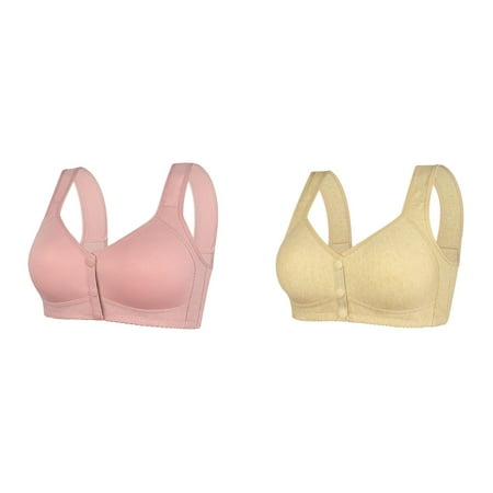 Rinsvye 2 Pcs Womens No Steel Ring Sports Bra for Women Front Close Bra T Strapless Front Buckle Lift Bra Back Plus Size Seamless Bras Sports Unlined Bra for Large Women Sports Bras Bust